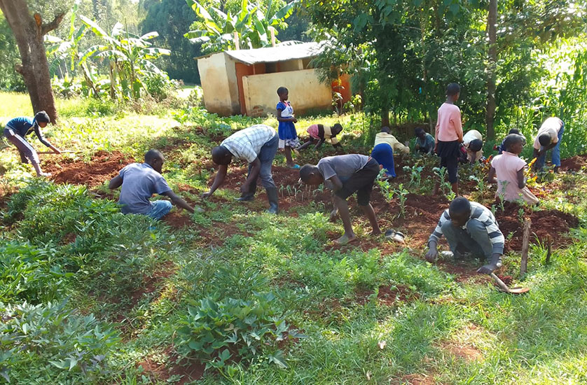 Children gardening in Kenya